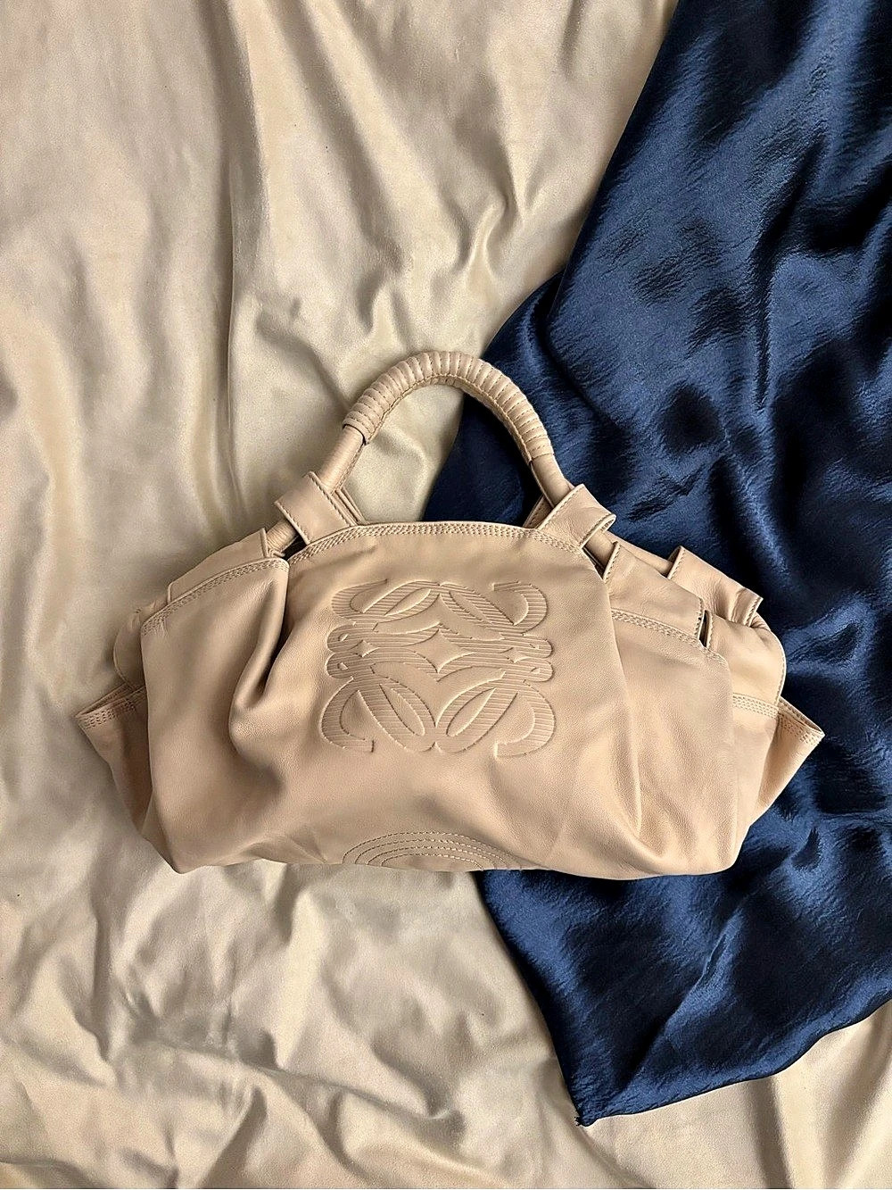 Loewe Leather-Embossed Shoulder Bag in Beige (Nappa aire)
